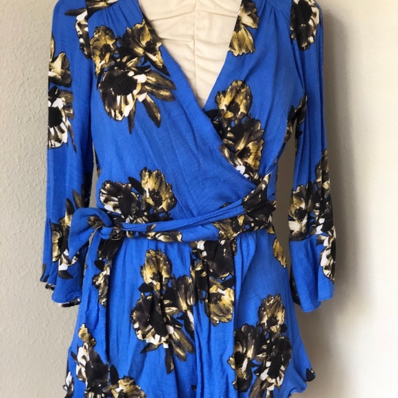 Blue Free People "All The Right Ruffles” Romper - Picture 3 of 3